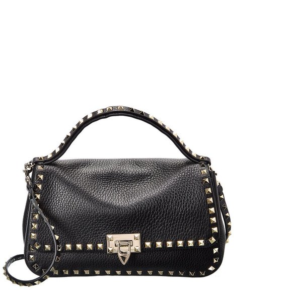 Valentino Bags Valentino Rockstud Grainy Leather Shoulder Bag